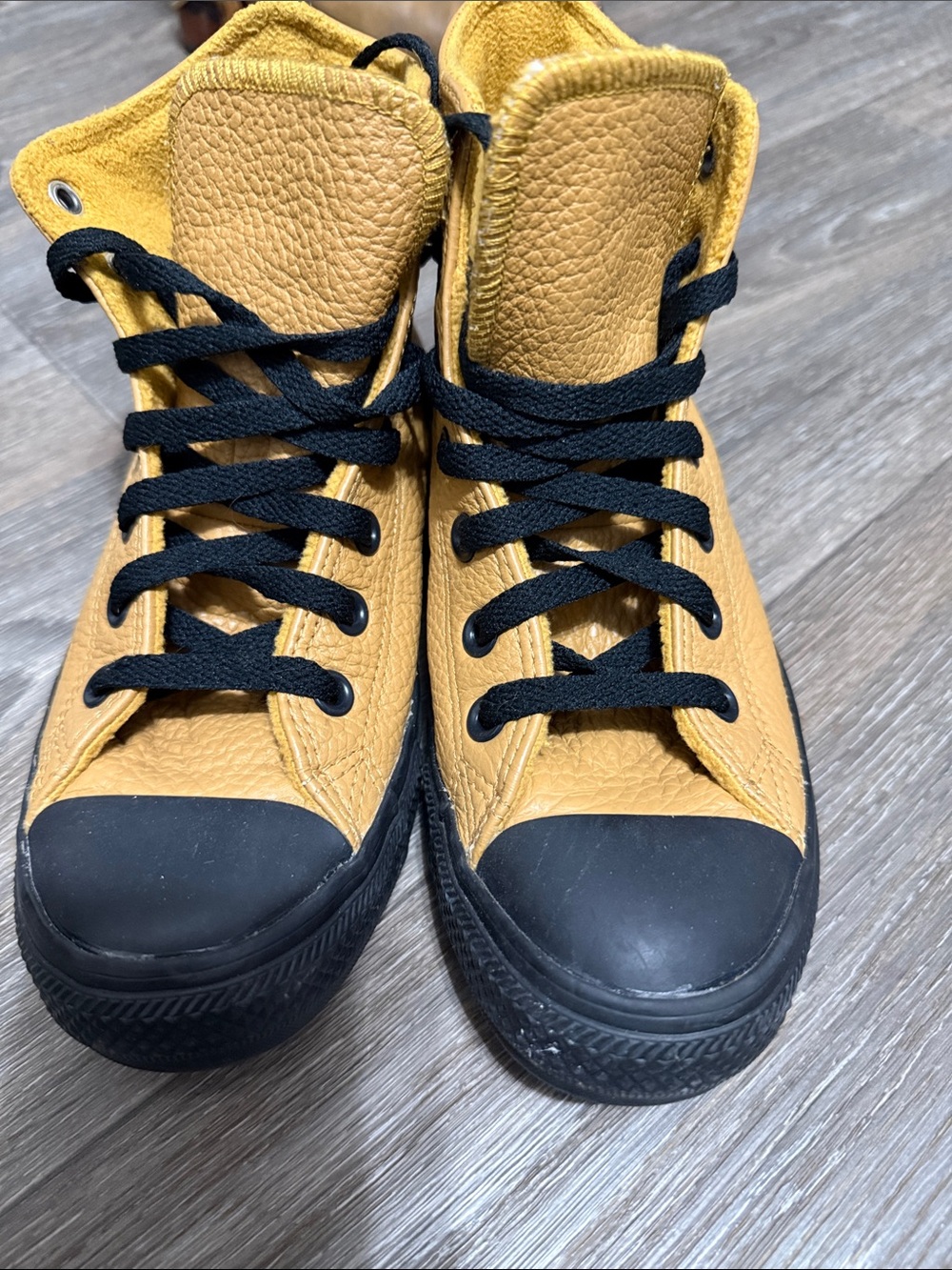 Converse Kids High-Top Sneakers in Mustard Yellow with Black Accents